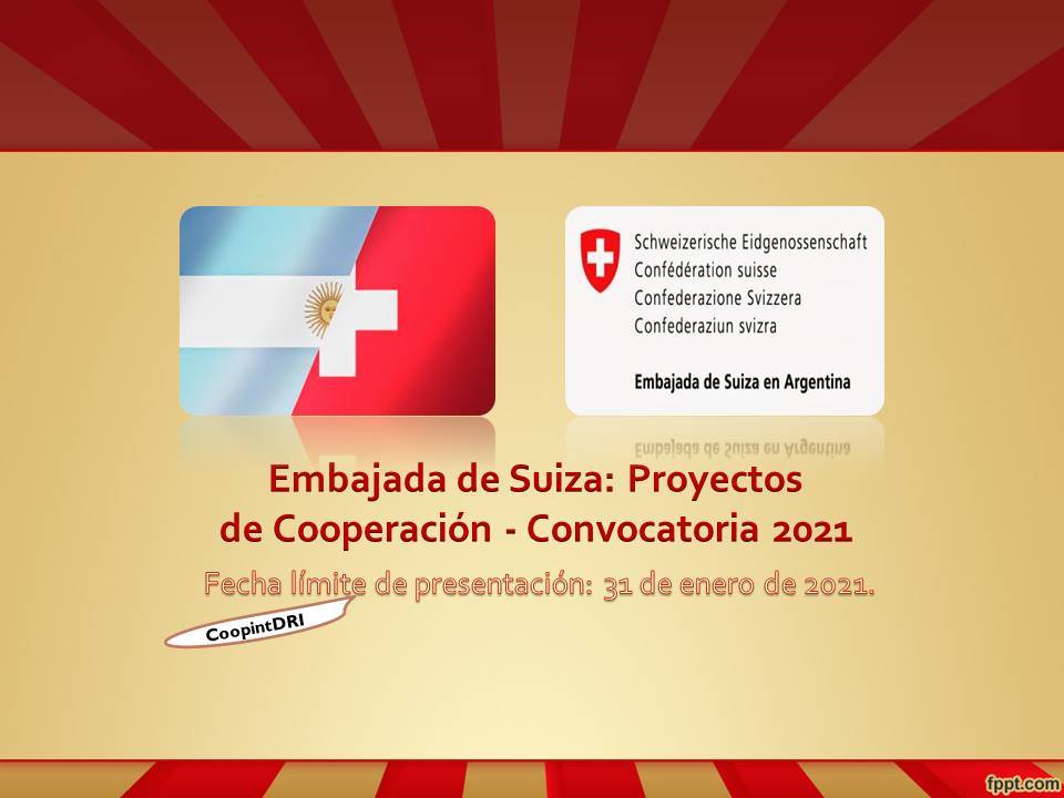 Embajada de Suiza: Proyectos de Cooperación-Convocatoria 2021